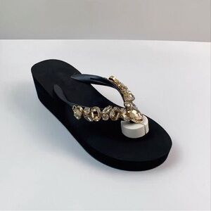 Black and Gold Women's Sandals